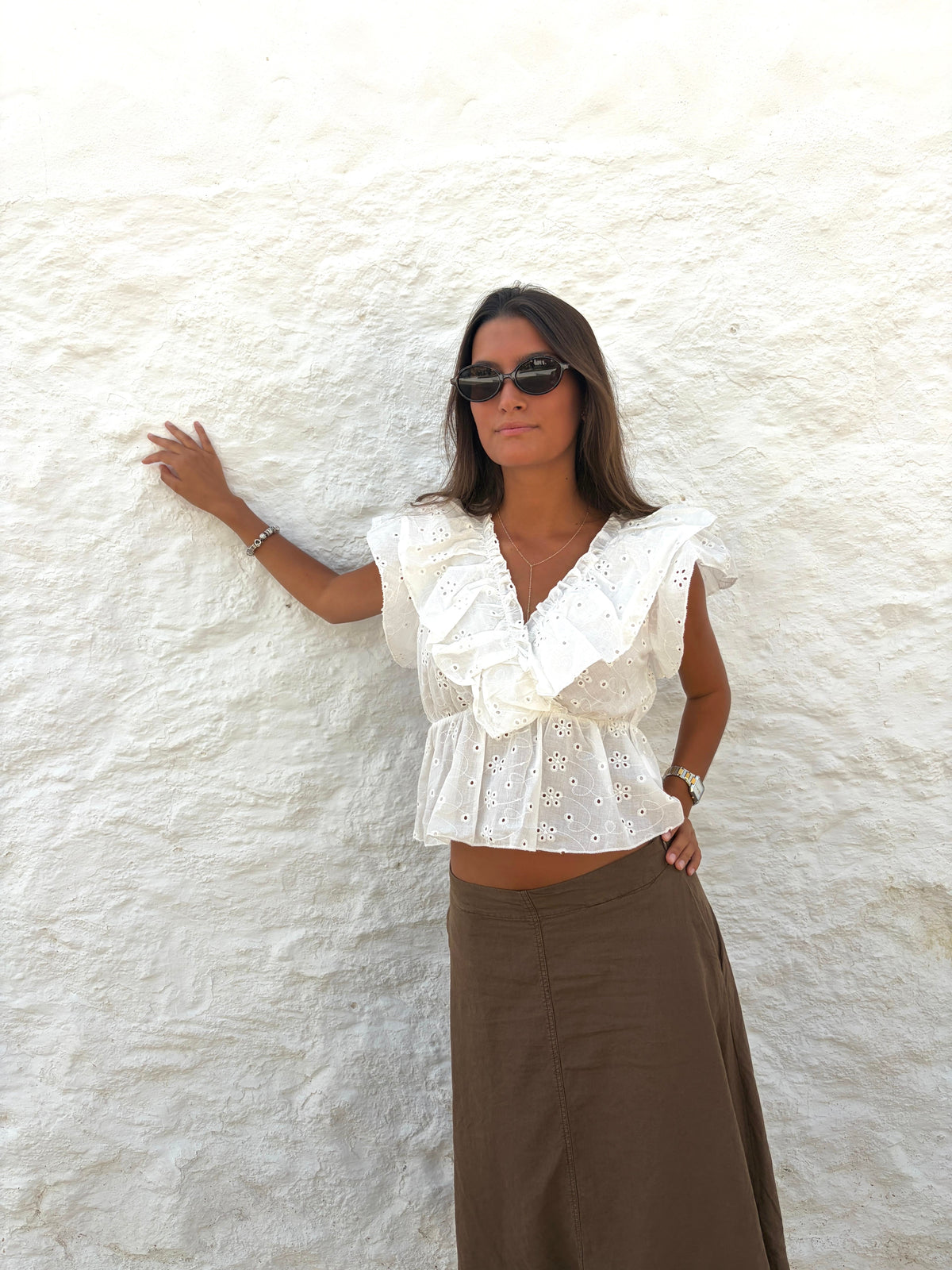 Blusa volante blanca
