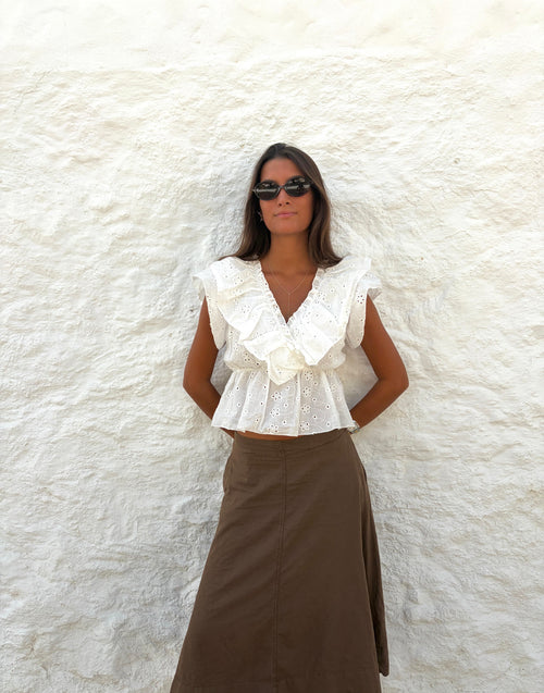 Blusa volante blanca